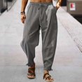 thumbnail image 2 of Men's Elastic Solid Cotton Casual Pants Loose Breathable Comfort Fit, 2 of 5