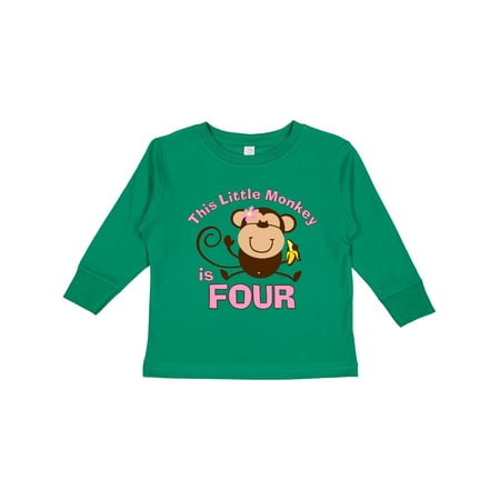 

Inktastic Little Monkey Girl 4th Birthday Gift Toddler Toddler Girl Long Sleeve T-Shirt