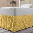 thumbnail image 1 of Seashell Bed Skirt, Stars and Mollusk Monochrome Composition of Geometric and Nautical Elements, Elastic Bedskirt Dust Ruffle Wrap Around for Bedding Decor, 4 Sizes, Yellow and White, by Ambesonne, 1 of 2