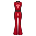 thumbnail image 5 of Hansber Girls Disco Outfits Kids 70s Party Dress Up Bell Bottom Jumpsuit Sleeveless Sequins Dancing Romper Red 6, 5 of 6