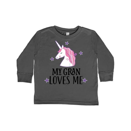 

Inktastic My Gran Loves Me Girl Unicorn Gift Toddler Toddler Girl Long Sleeve T-Shirt