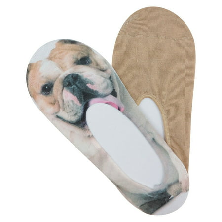 GMA Accessories Women Photoreal Bulldog No Show Shoe Liner Socks 2-Pack (Bulldog Best In Show)