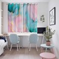thumbnail image 5 of Teal Pink Marble Kitchen Curtains 72 Inch Length, Abstract Ink Painting Modern Luxury Grommet Top Bedroom Living Room Curtains, Light Filtering Cafe Curtain Drapes 2 Panels Set 104''x72'', 5 of 9