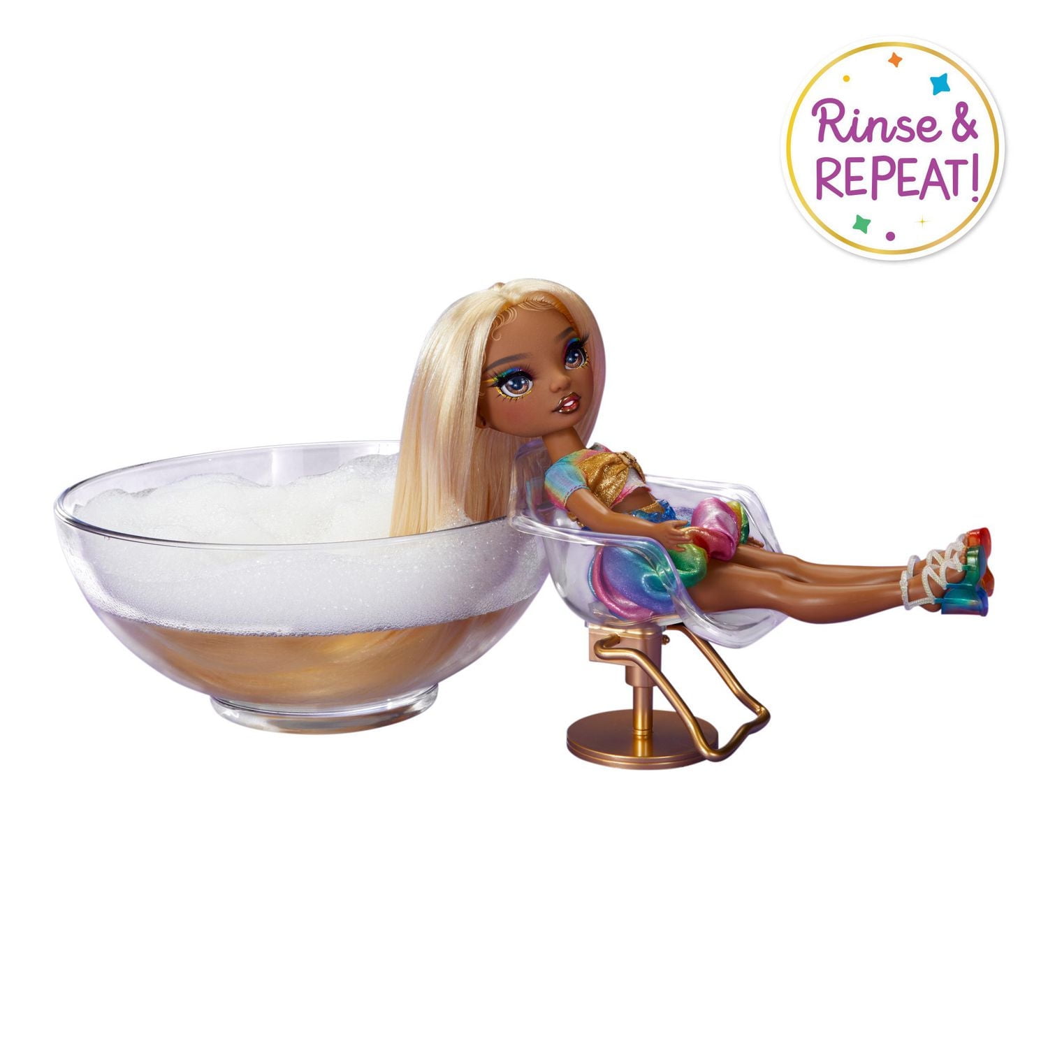 Rainbow High Craie à cheveux et coiffure Meline – Poupée arc-en-ciel et dorée de 11 po (28 cm)