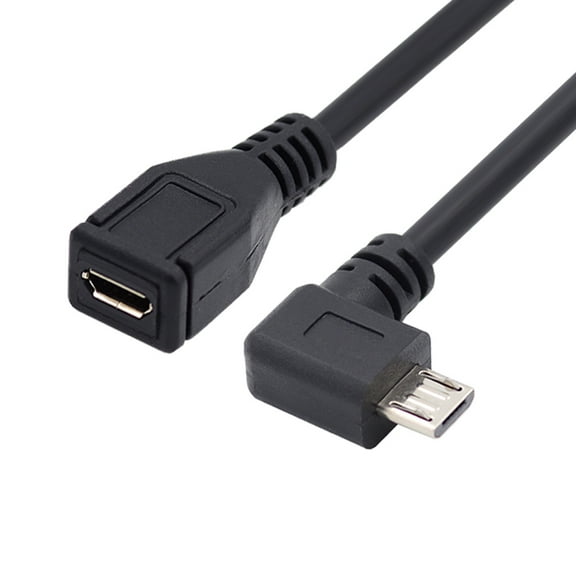 JSER Left 90 Degree Angled Micro USB 2.0 Male to Female for Phone Extension Cable 0.5M
