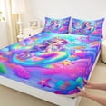 thumbnail image 4 of Erosebridal Colorful Mermaid Fishtail Full Size Sheets,Watercolor Ocean Coral Bed Sheets For Girls 4-Piece, 4 of 6