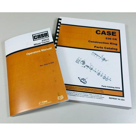 Case 530Ck Wheel Tractor Operators Owners Manual Parts Catalog Set