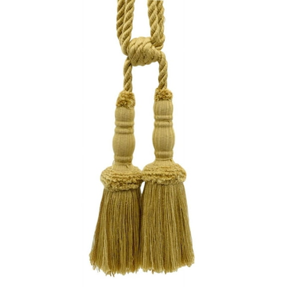 DECOPRO Vintage Curtain & Drapery Tassel Tieback with Chenille Accent, Tassel Length 8" (20cm), Spread 29" (73.5cm) # TBC82, Antique Gold #C4 (Dark Yellow Gold) Sold Individually