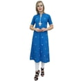 thumbnail image 3 of Atasi Casual Women's Blue Embroidery Cotton A-Line Straight Kurti Clothing-18, 3 of 9