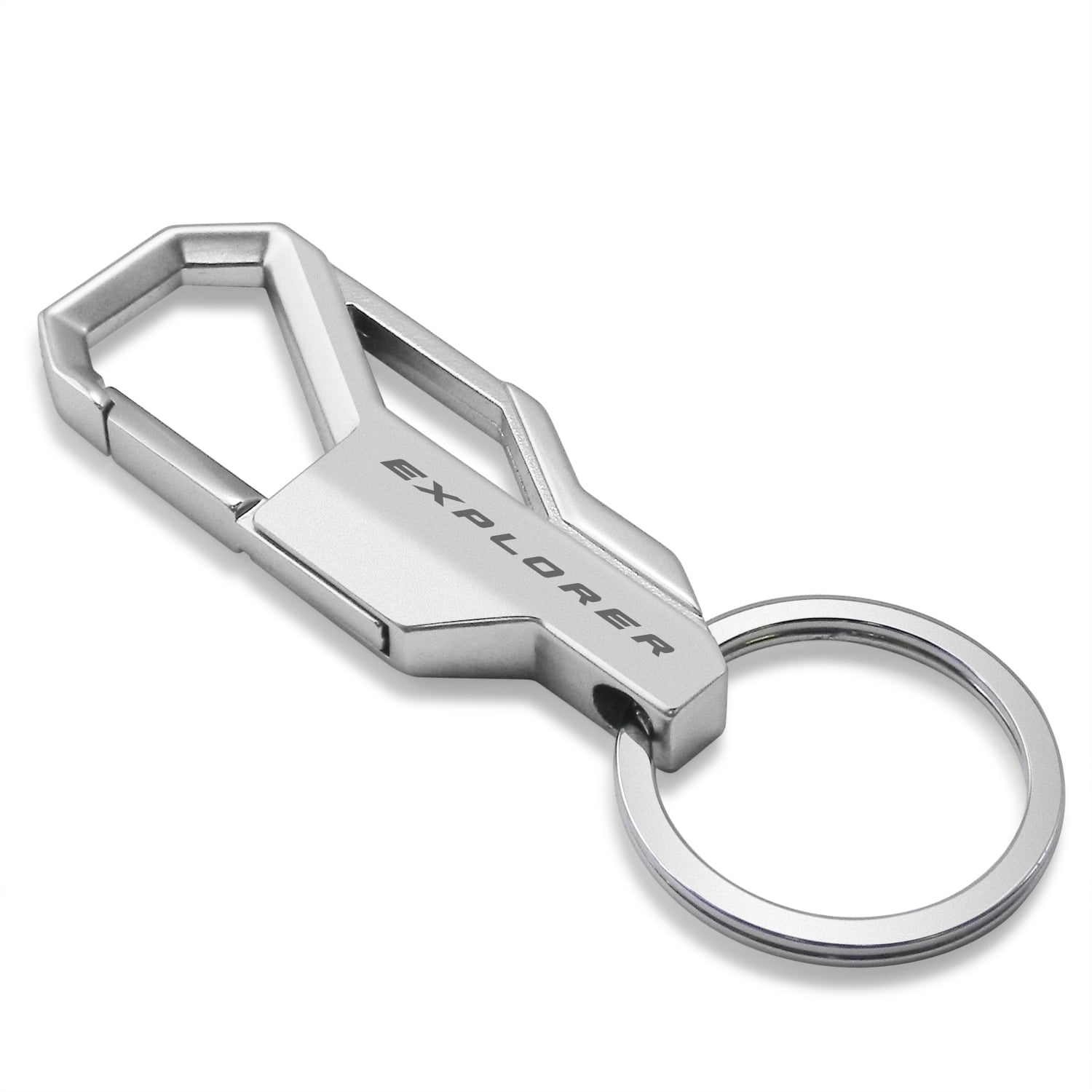iPick Image for Ford Explorer Silver Carabiner-style Snap Hook Metal Key Chain, Official Licensed