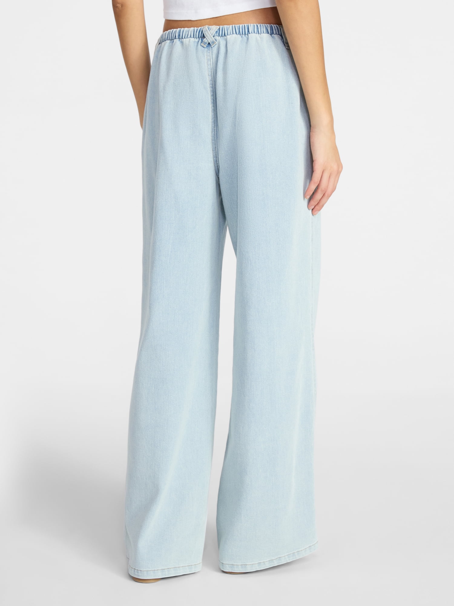 No Boundaries Mini Waistband Wide Leg Pants, 31'' Inseam, Women's