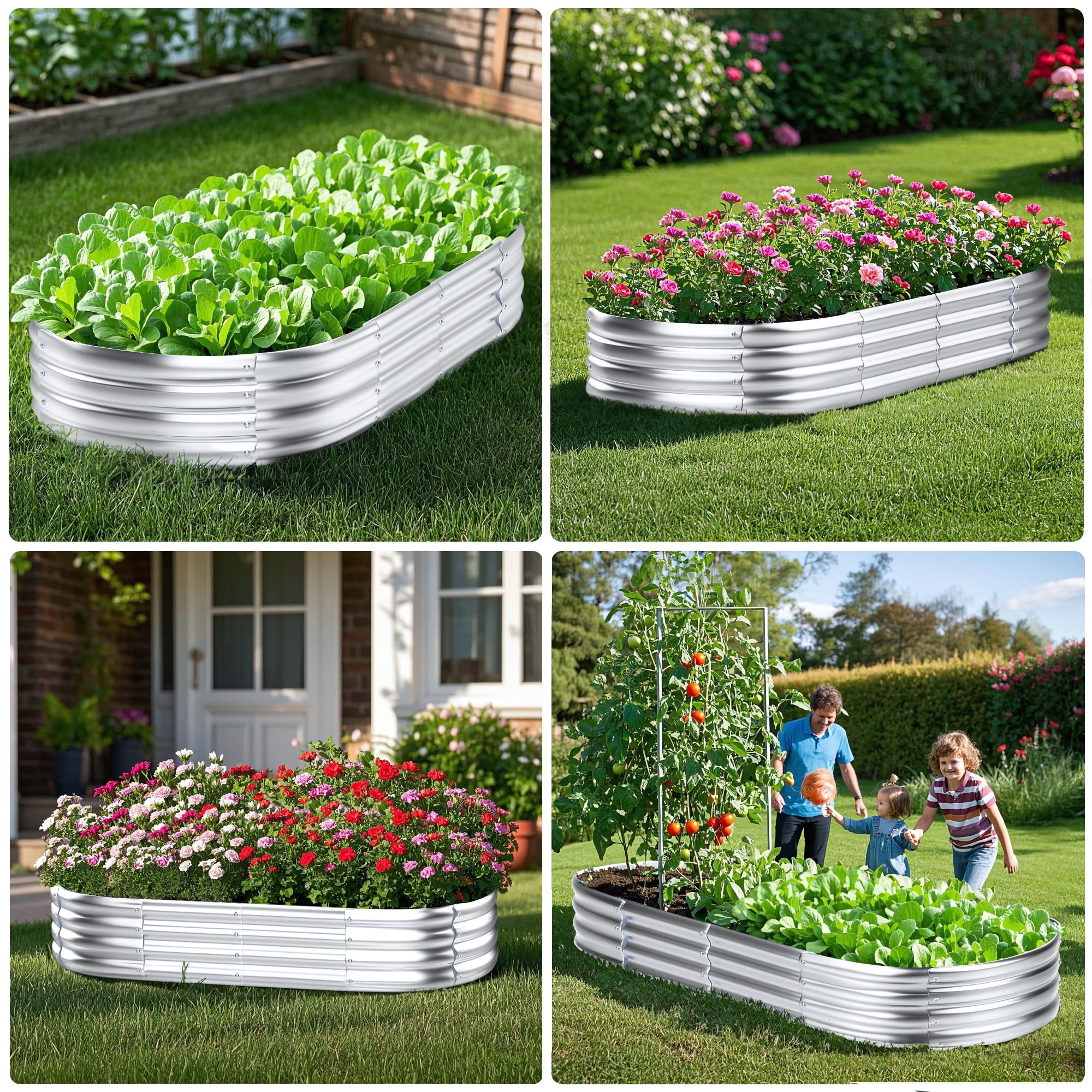 Galvanized Raised Garden Beds Outdoor 4×2×1ft UNTIMATY Metal Raised Garden Bed for Gardening Gifts, Galvanized Steel Planter Box for Vegetables, Silver