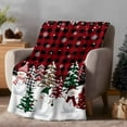 thumbnail image 2 of Christmas Flannel Blanket for Bed,Travel and Camping, Snowman Checked Xmas Tree Snowflake Red Black Plaid Super Soft Cozy Blanket for All Seasons 40"x60", 2 of 9