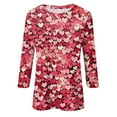 thumbnail image 4 of Fgvctg Valentine's Day Shirts for Women Casual Crewneck 3/4 Sleeve Shirt Date Night Pullover Cute Tops Plus Size Cute Love Heart Print Half Sleeve Blouse Watermelon Red M, 4 of 6
