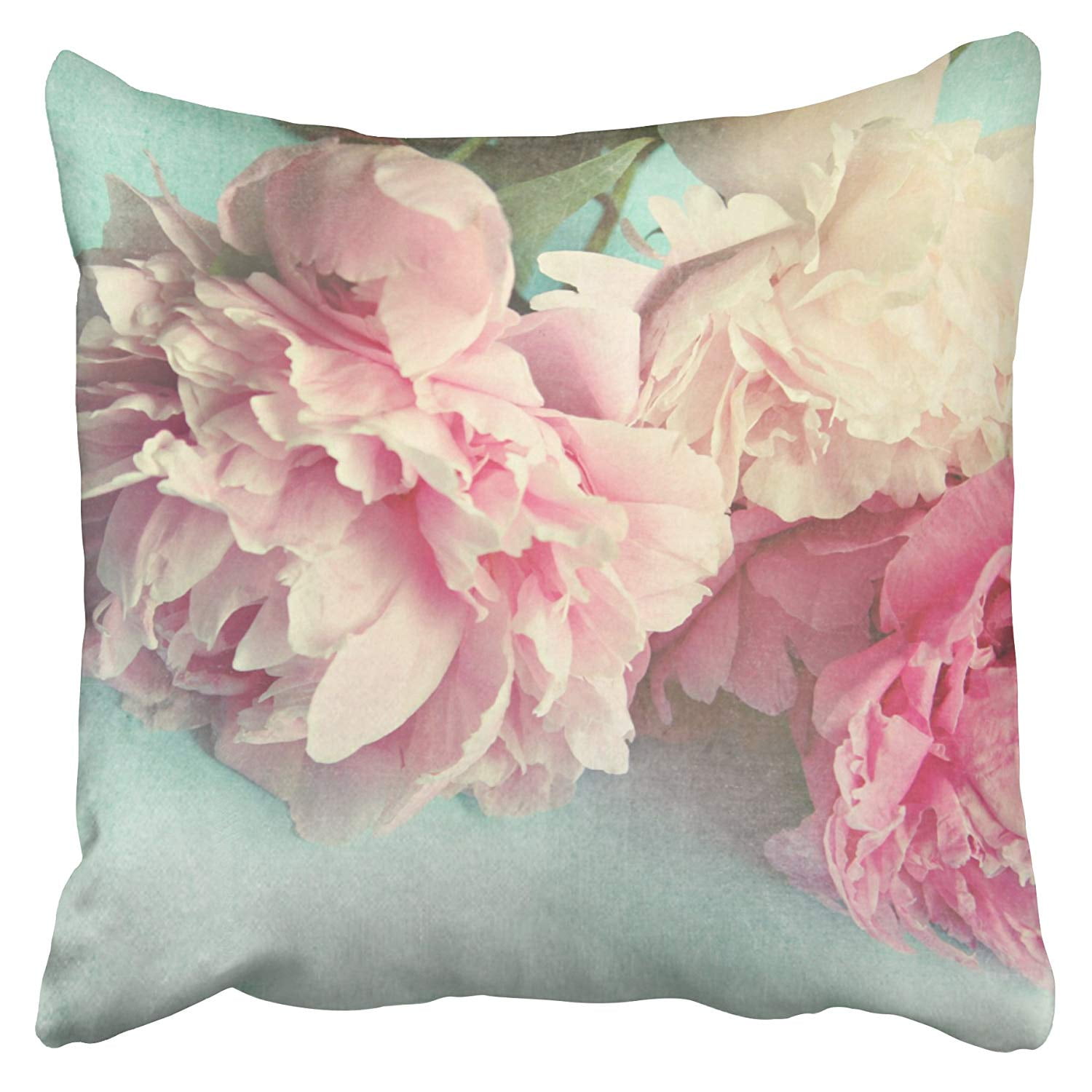BPBOP Shabby Chic Pink Peonies Pillowcase Cushion Cover 16x16 inch