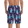 thumbnail image 3 of Kdxio Silhouette Cats Print Mens Sleep Shorts Bottoms Soft Comfy Pajama Wear Pants with Drawstring Pockets, 3 of 7