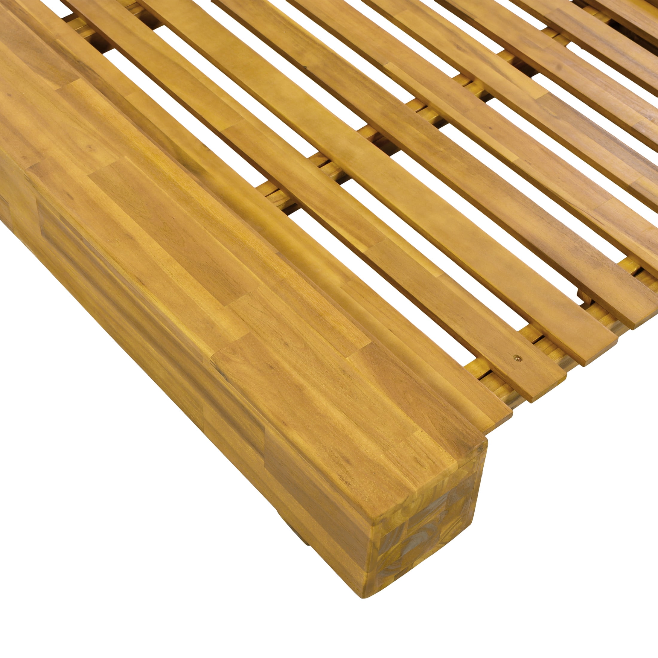 Christopher Knight Home Outdoor Double Chaise Lounge, Acacia Wood Frame, 4 Position with Adjustable Back, Teak