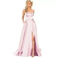 thumbnail image 6 of BOOMILK Party Dresses for Women Elegant Spaghetti Strap Slit Long Satin Dress With Pocket Wedding Cocktail Bridsmaid Dress, 6 of 6