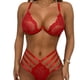 thumbnail image 1 of Conjunto de encaje de lencería de 2 piezas Conjuntos de sujetador y bragas Ropa de dormir de tirantes Conjunto de ropa de dormir de encaje Rojo Rojo M, 1 of 8