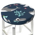 thumbnail image 3 of Balery Friendly Smiling Sharks Fundas de asiento para taburete de bar redondo de tela de terciopelo ajustables que protegen de arañazos y manchas para sillas de 14 a 17 pulgadas.-12 inch, 3 of 7