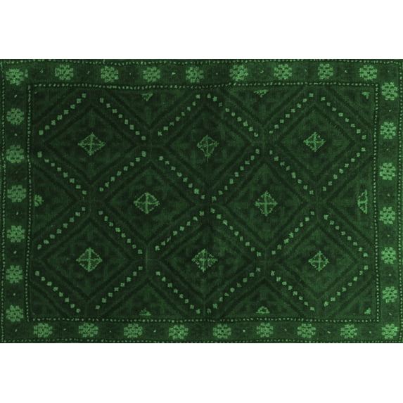Ahgly Company Indoor Rectangle Southwestern Emerald Green Country Area Rugs, 2' x 5'