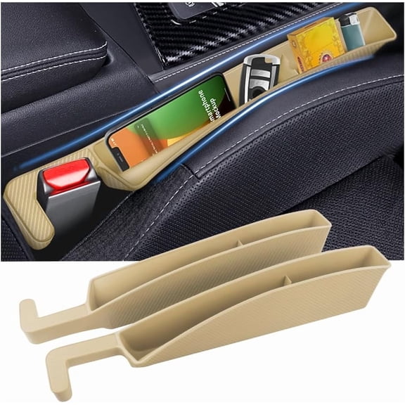chasenew 2PCS New Car Seat Gap Filler with 2 Storage Areas,Stylish Car Seat Gap Storage for Stabilizing Phone,Keys Wallet,Universal Car Seat Gap Filler Organizer (Carbon Beige)