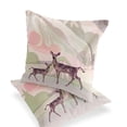 thumbnail image 4 of Set of Two 16" X 16" Black and Pink Deer Abstract Indoor Outdoor Throw Pillow, 4 of 5