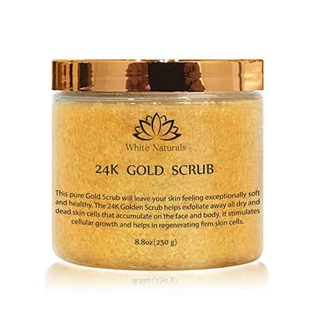 24K Gold Scrub By White Naturals:Moisturizing Face&Body,Exfoliate With Anti-Aging Properties, Removes Dead Skin Cells, Reduces The Appearance Of Wrinkles & Repairs Sun Damage-8.8 (Best Dead Skin Exfoliator)