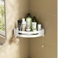 thumbnail image 5 of Adhesive Corner Shelf Bathroom Shower Caddy Corner - 2 Pack Corner Shower Caddy Bathroom Shelf with 4 Hooks Shower Organizer, White, 5 of 7