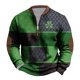 thumbnail image 1 of Penkiiy Día de San Patricio Shamrock Patch Chest Print 1/4 Zip Sweatshirt S Verde, 1 of 5