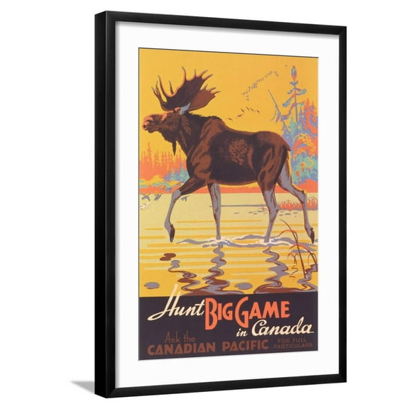 Art.com Canada Travel Poster, Moose Art Print, Black Frame Wall Art, 21" x 29"