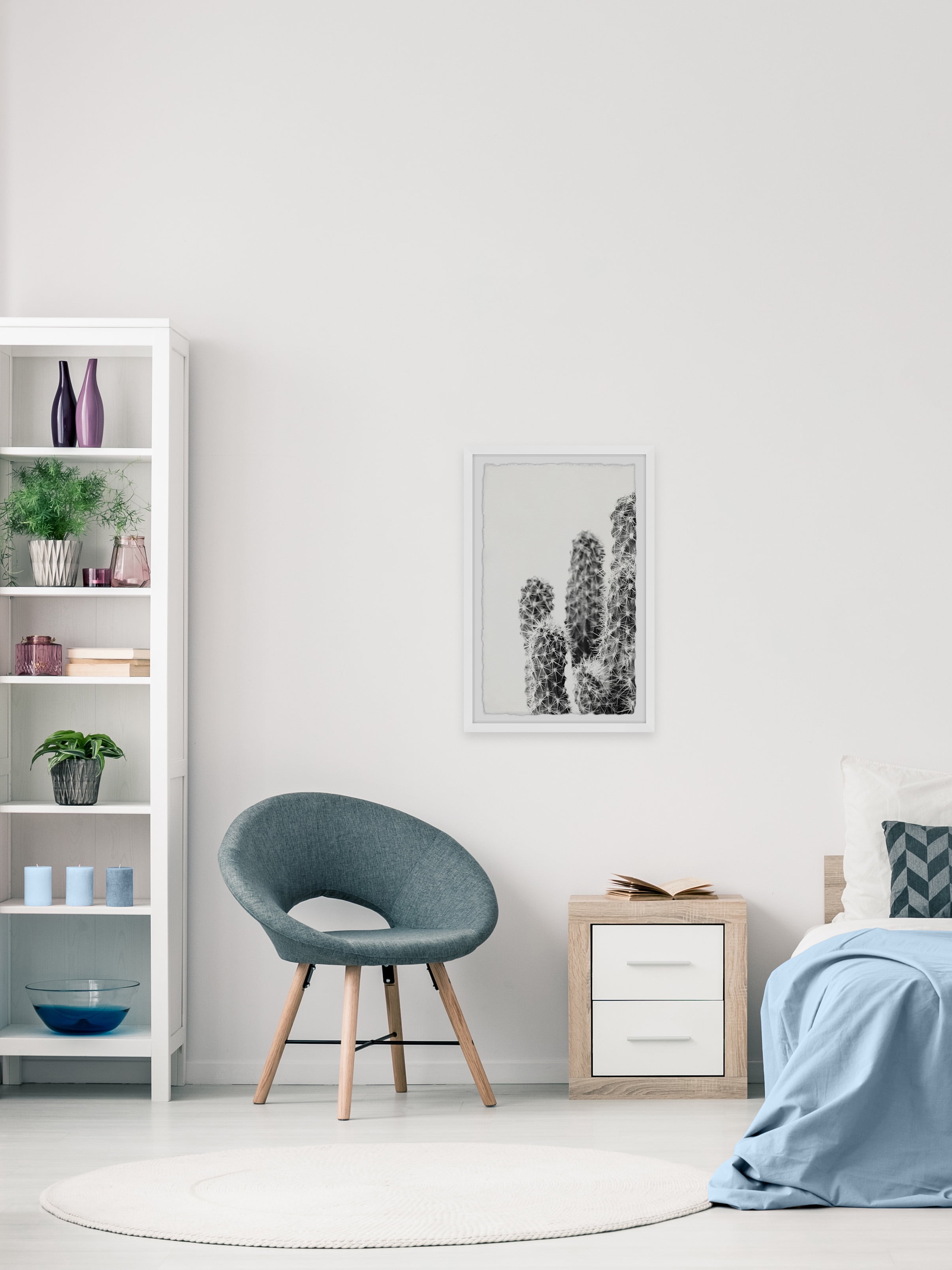 Marmont Hill White Thorns Framed Wall Art, 12" x 8"
