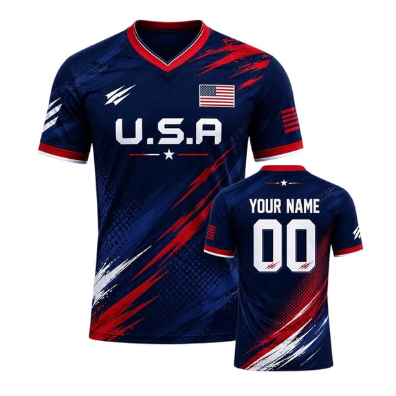 Custom USA Soccer Jersey, Personalized USA Shirt, Dark Blue USA Football Tee, 2026 Custom Name Jersey, Football Fan Gift S-5XL