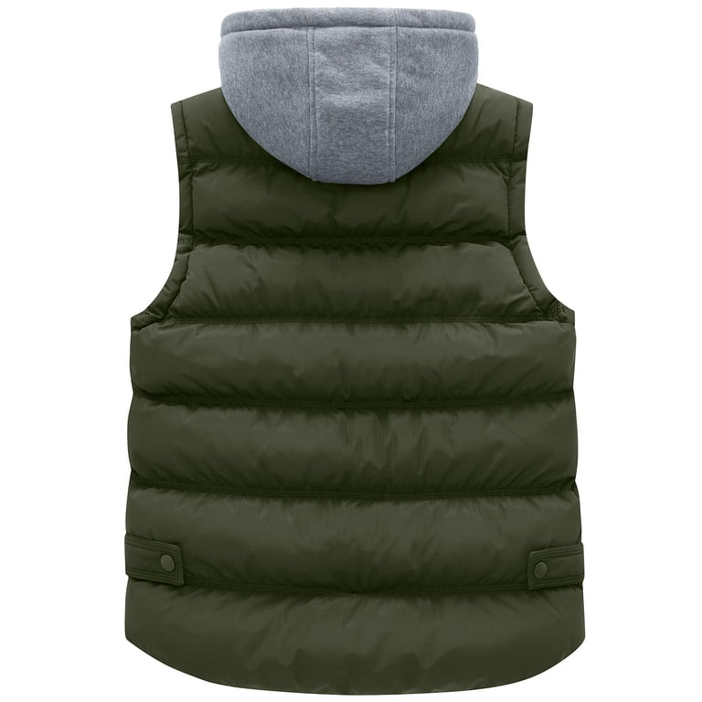 Wantdo Women's Winter Coat Quilted Padding Puffer Vest with Removable Hood  Olive Size L 