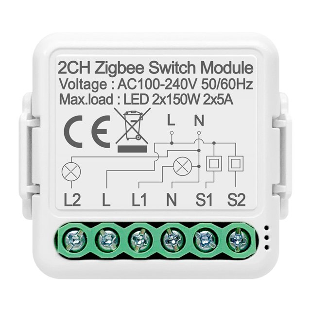 Módulo De Interruptor Inteligente Módulo de interruptor de vida inteligente con control remoto ZigBee Smart DIY Breaker (2 Gang)
