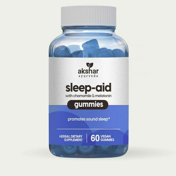 AKSHAR AYURVEDA Chamomile and Melatonin Gummies Sleep Aids for Adults, 60 pcs