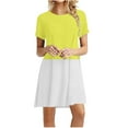 thumbnail image 1 of Robe T-Shirt pour Femmes Grande Taille à Enfiler d'Été Décontractée Mini Robe Couleur Unie à Coutures Robe de Détente Tenue Quotidienne, 1 of 4