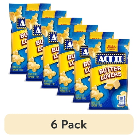 (6 pack) Act II Butter Lovers Popped Popcorn, 1.75 oz. Bags