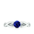 thumbnail image 4 of Rosec Jewels 1/2 CT Created Blue Sapphire Crossover Engagement Ring with Diamond, 925 Sterling Silver, US 12.00, 4 of 9