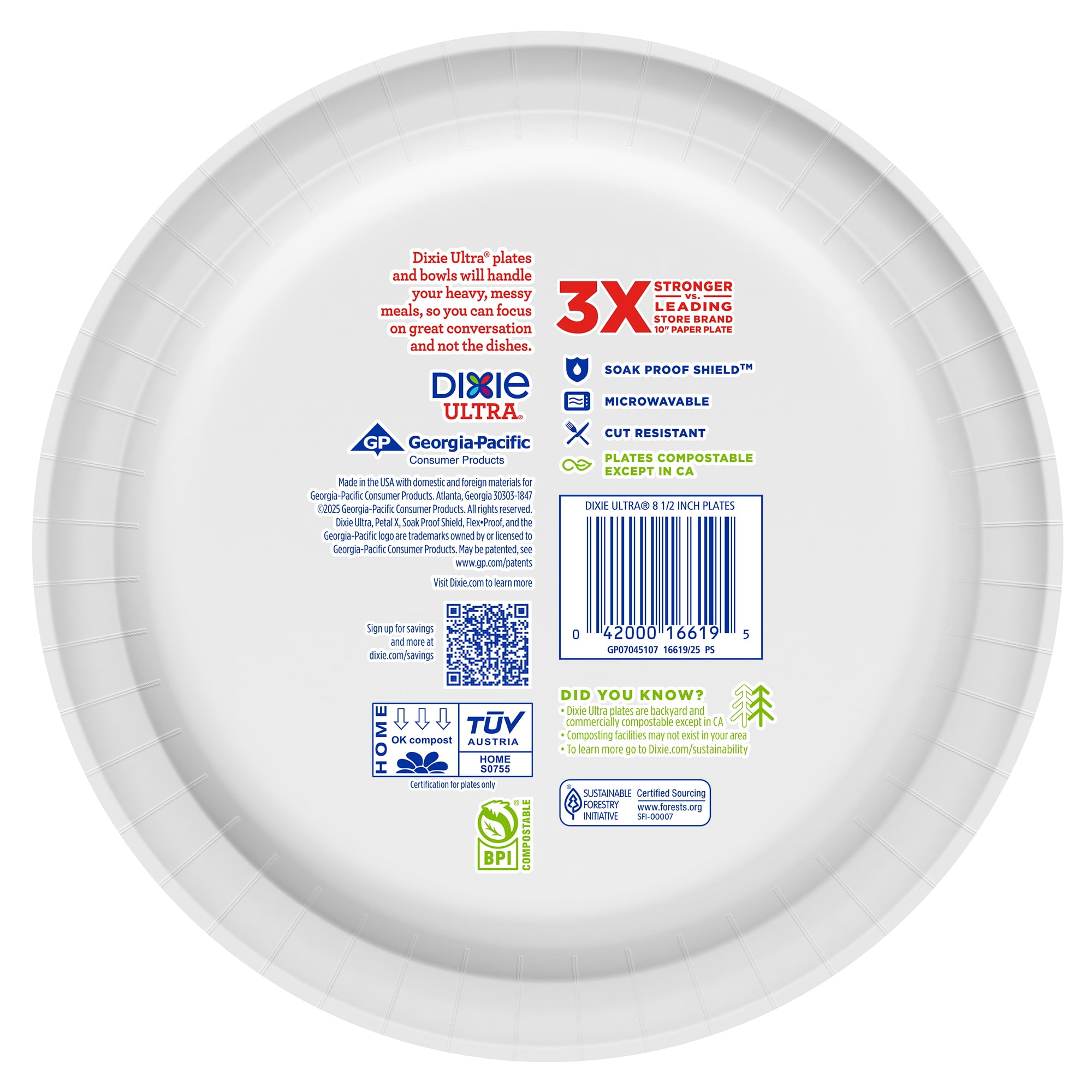 (2 pack) Dixie Ultra Disposable Paper Plates, 8.5", Multi-Color, 25 Count