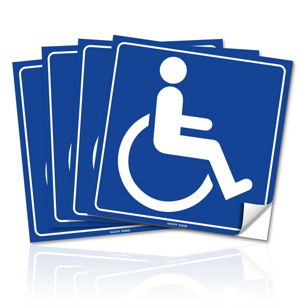(Set of 4) Handicap / Disabled Wheelchair Accessible Sign Sticker 6" x