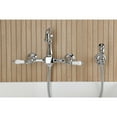 thumbnail image 3 of Kingston Brass KS2441PLBS Heritage Double-Handle 3-Hole Wall-Mount Bridge Kitchen Faucet with Brass Sprayer in Polished Chrome, 3 of 8