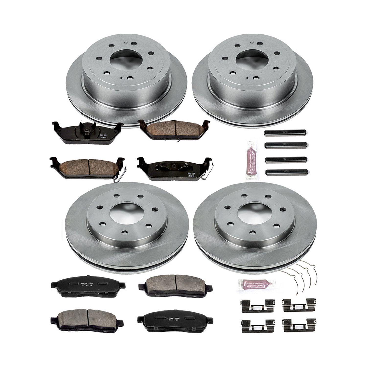 Power Stop Front and Rear Stock Replacement Brake Pad and Rotor Kit KOE4006