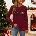 thumbnail image 4 of HOMBOM Christmas Shirts for Women Cute Pullover Wine Snowman Long Sleeve Crewneck Xmas Womens T Shirts, 4 of 9