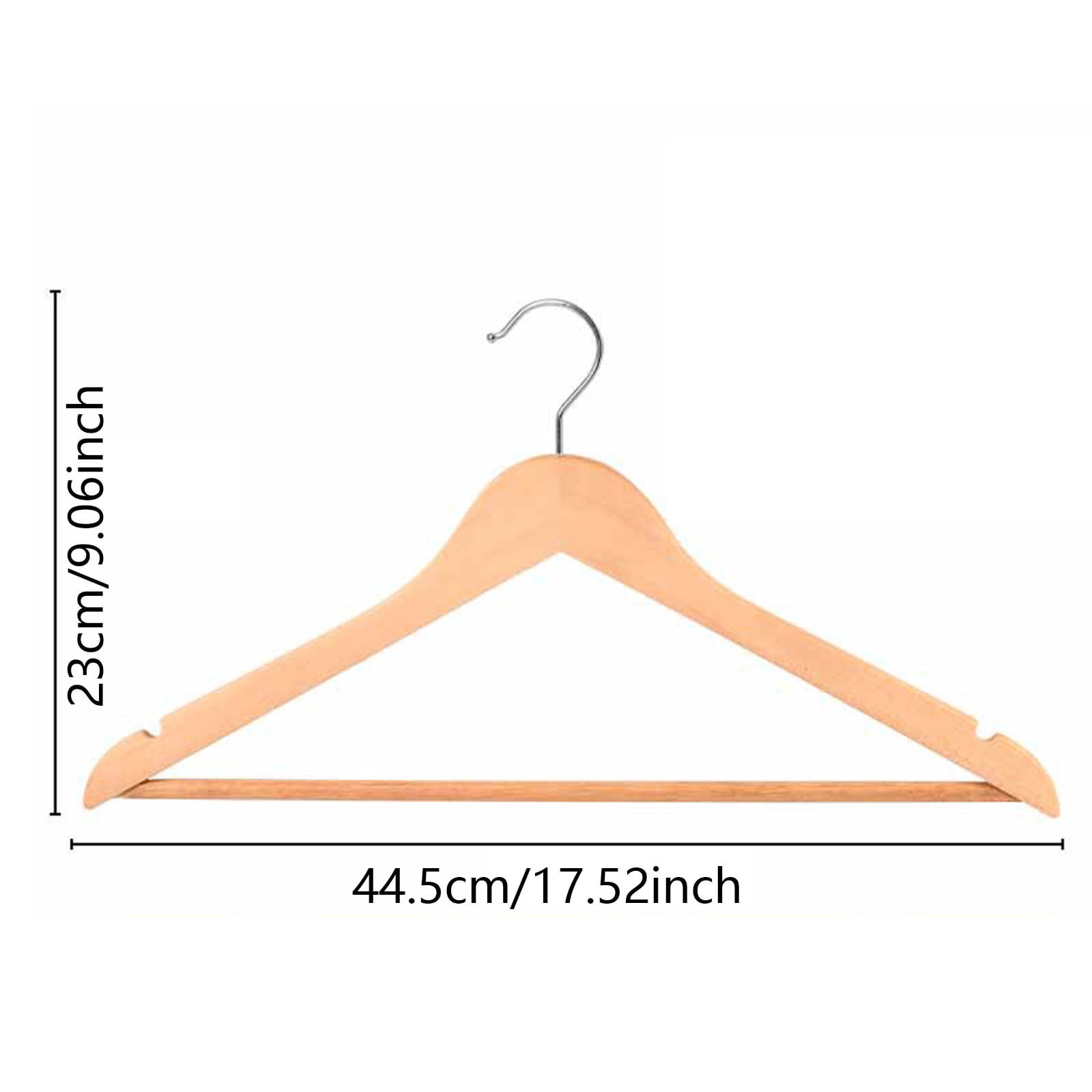 10 Pack Wooden Hangers Solid Wood Coat Hangers with Rotating Hooks and Pant Bar for Shirts Jackets Dresses Suits Closet Organization Heavy Duty Clothes Hangers