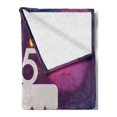 thumbnail image 2 of 25th Birthday Soft Flannel Fleece Throw Blanket, Focus Background with Graphic Cake and Candles Art Print, Cozy Plush for Indoor and Outdoor Use, 50" x 70", Blue Pink White, by Ambesonne, 2 of 5