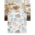 thumbnail image 5 of Summer Watercolor Shell Coral Table Runner 13x60in Non-Slip Cotton Linen Table Runners, Ocean Life Starfish on Beige Dresser Scarves TableRunner for Dinner Kitchen Dining Wedding Party, 5 of 9