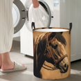 thumbnail image 5 of Vintage Horse Western Retro Foldable Laundry Hamper with Handle Storage Basket for Clothes Toys & Organizing, 5 of 6