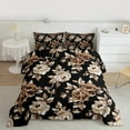 thumbnail image 2 of Feelyou Black Orange Flower Queen Comforter Set, Retro French Floral Bedding Sets, Countryside Theme Reversible Bedding Comforter Set, Super Cozy Room Decor, 3-Piece, 2 of 8