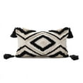 thumbnail image 1 of Granjero Gordo Funda de almohada decorativa de felpa, cómoda funda de cojín de lona de algodón con borlas, 11 x 19 pulgadas, color negro, 1 of 5